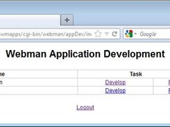 Main page of web-based Applicatin Development Tool (ADT) 