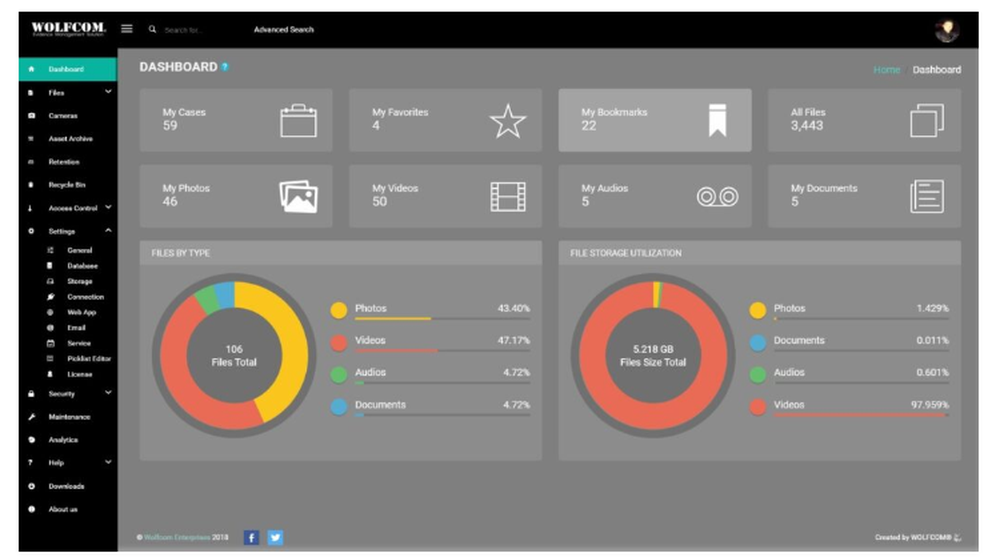 WOLFCOM Evidence Management System Screenshot 1