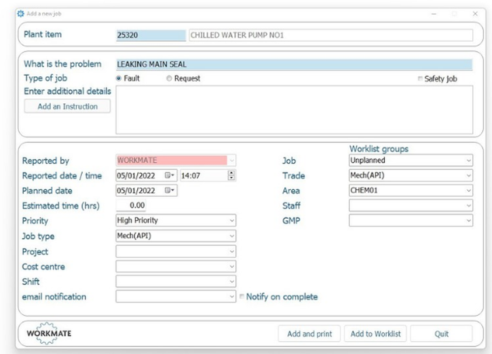 Workmate CMMS Screenshot 1