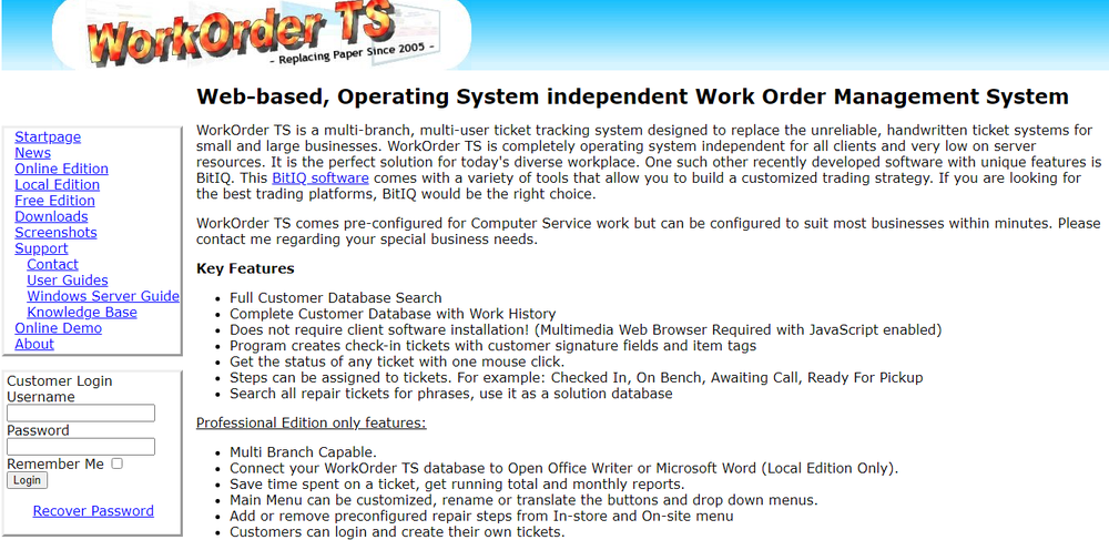 WorkOrder TS Screenshot 1