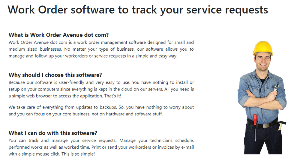 WorkOrderAvenue.com Screenshot 1