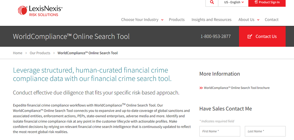 WorldCompliance Online Search Tool Screenshot 1