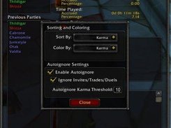 The options available for Karma