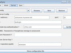 WowSync server configuration panel