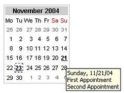 View of a generated calendar