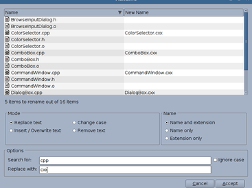 Bulk rename dialog (with Blue Bird theme)