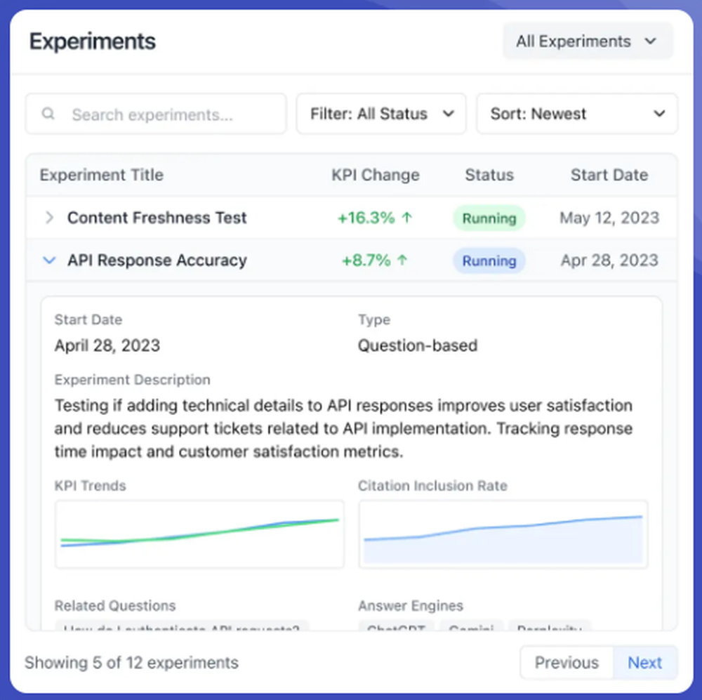 Research search volume, ask keywords, and topics. Understand questions that AI search engines see for every product, region, industry, and segment.