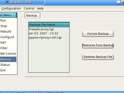 XFwall Firewall - Backup Screen