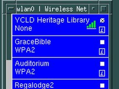 Xiwtool displays the signal strength of a wireless network when connected.