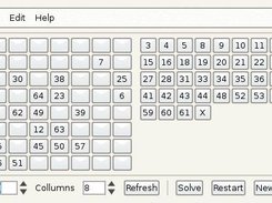 A Screen shot of XKnight game showing a 8 x 8 board xknight