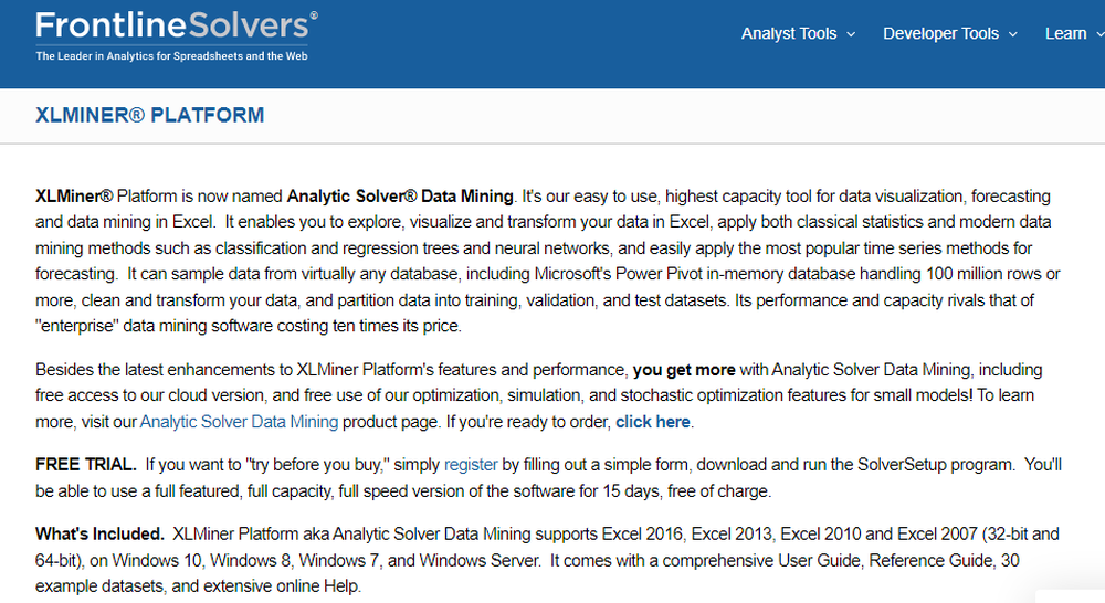 XLMiner Screenshot 1