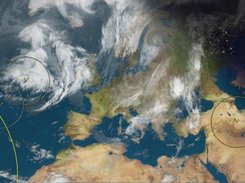 Europe magnified with Clouds and Earth Quakes