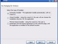 XRap Wizard Installer Selection Page on Windows