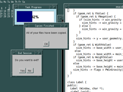 The widgets in the Xshell package include a progress bar, message box, and yes/no dialog box.