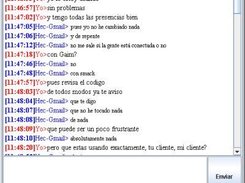 Simple chat conversation with tabs, in Spanish.
