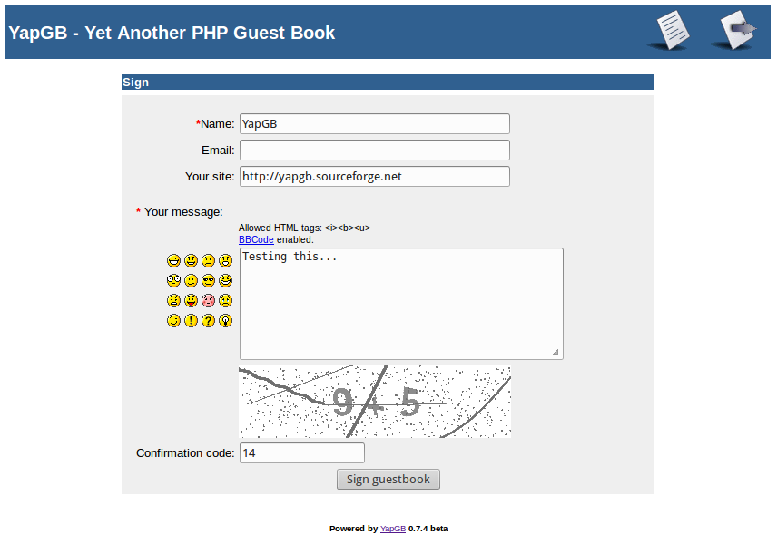 Yapgb Yet Another Php Guestbook Download Sourceforge Net Them with these no html programming. sourceforge