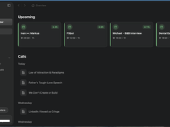 Upcoming calls and meeting history organized