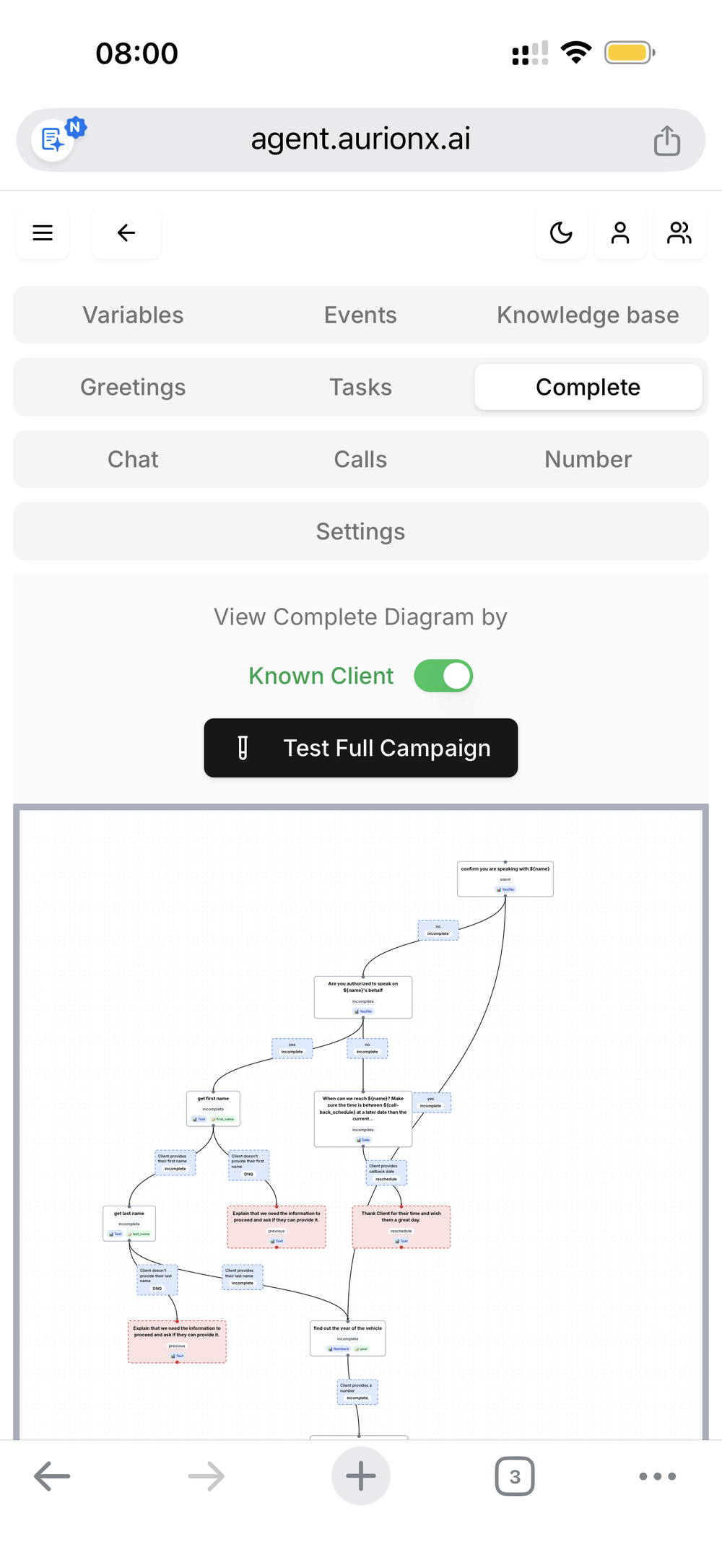 Call center script flow