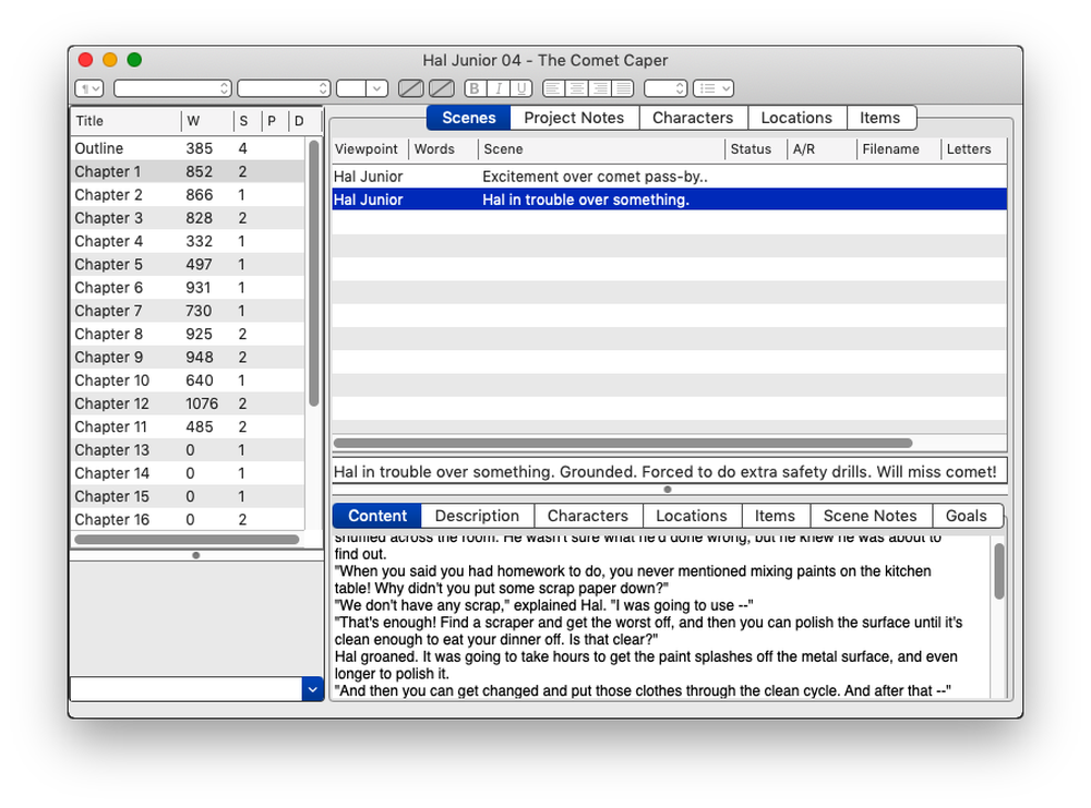 yWriter Screenshot 1