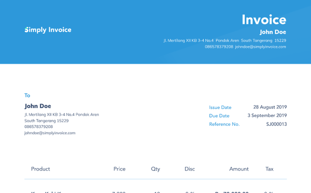 Zahir Simply Invoice Screenshot 1