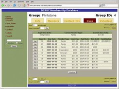 Group dues page which shows dues payment history & data.