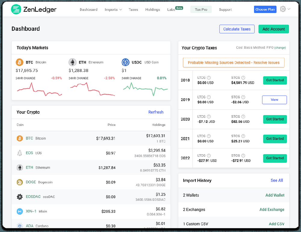 ZenLedger Dashboard