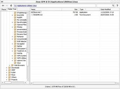 Zeus GFM - version 2 beta 3, with folder tree view selected