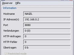 The Zipserver status screen (you can hide this)