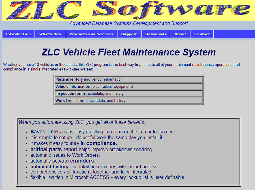 ZLC Vehicle Fleet Maintenance Screenshot 1