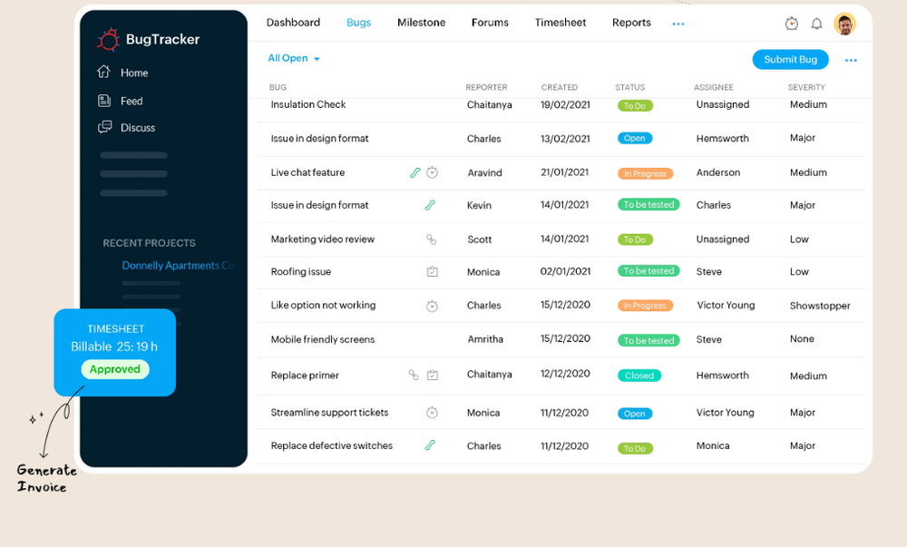 Zoho BugTracker Screenshot 1