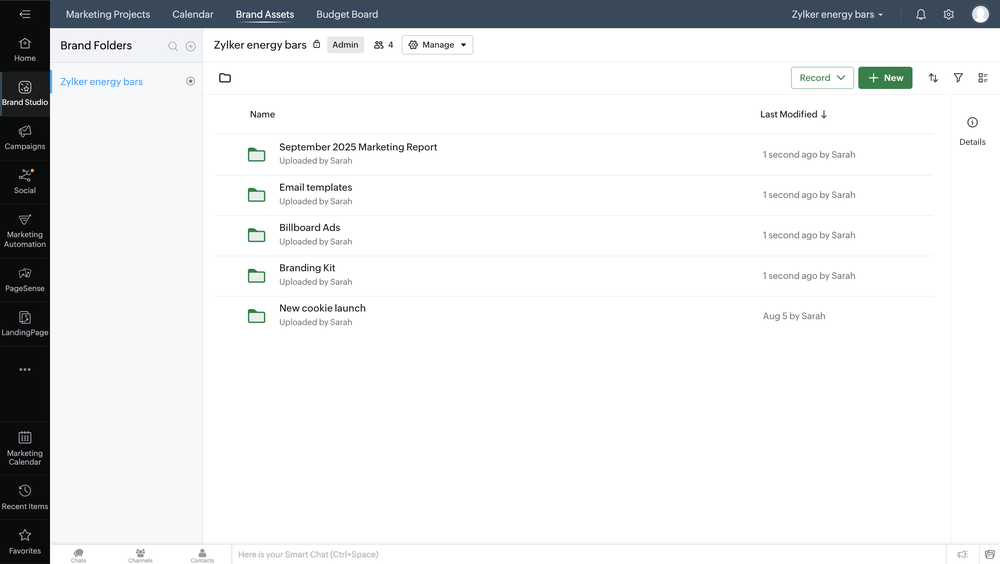 Manage marketing materials including documents, sheets, presentations, creatives, organize, and access them anytime, use on campaigns directly from one place.