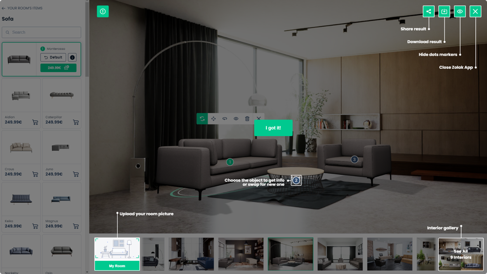 Zolak Virtual Showroom