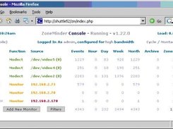 Main console showing system status and event counts