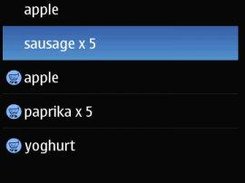 Main view of the application. Three items marked as bought.