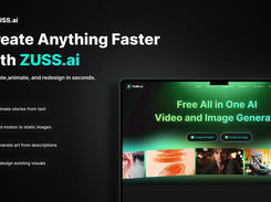 Zuss AI homepage for AI video and image creation