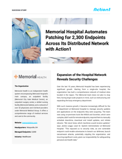 Memorial Hospital Automates Patching for 2,300 Endpoints Across Its Distributed Network with Action1