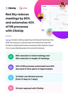 Red Sky reduces meetings by 80% and automates 42% of HR processes with ClickUp