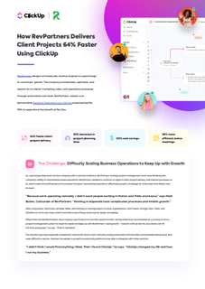 How RevPartners Delivers Client Projects 64% Faster Using ClickUp