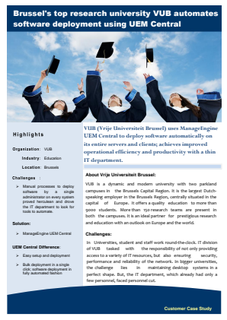 Brussel's top research university VUB automates software deployment using Endpoint Central