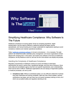 Simplifying Healthcare Compliance: Why Software is The Future