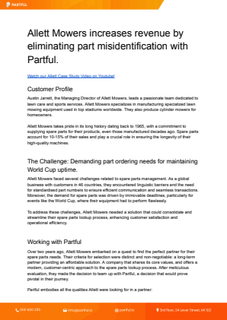Allett Mowers increase revenue by eliminating part misidentification with Partful