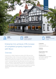 Enterprise Inns achieves 25% increase of completed property inspections with Resco