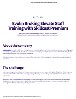 Evolin Broking Elevate Staff Training with Skillcast